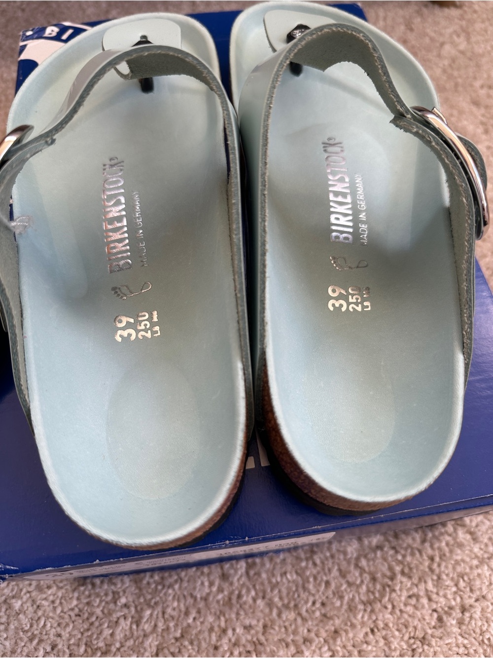 Birkenstock Gizeh Big Buckle High-Shine Surf Green 39 NWT - Picture 6 of 7